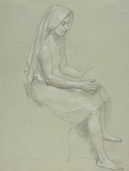 威廉 阿道夫 佈格羅 Study of a Seated Veiled Female Figure